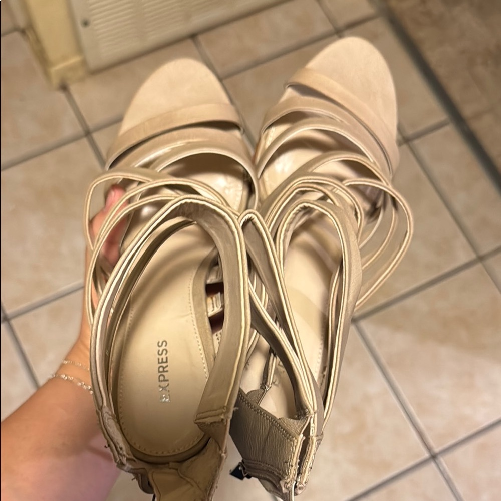 Express Women's Tan Strappy Heels